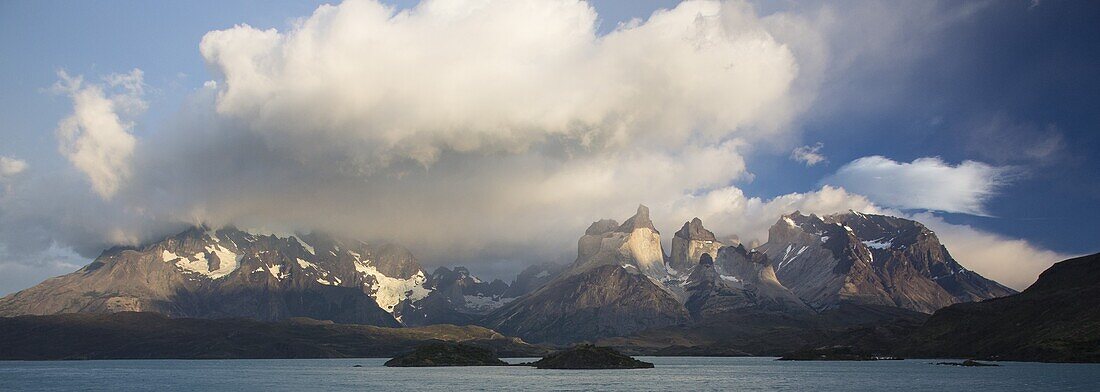 Cuernos del Paine above Pehoe Lake, Torres del Paine National Park, Chile