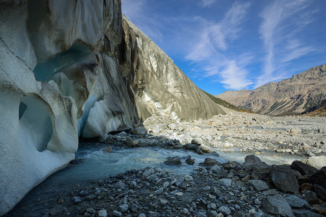 Glacier mouth of the Morteratsch glacier, Engadin, Grisons, Switzerland