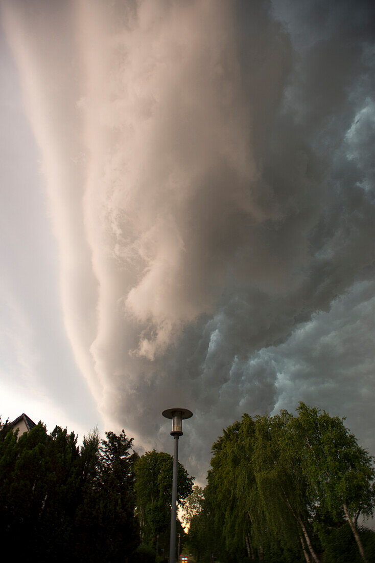 Storm front moving over Dierhagen, Western Pomerania Lagoon Area National Park, Dierhagen, Mecklenburg Vorpommern, Germany