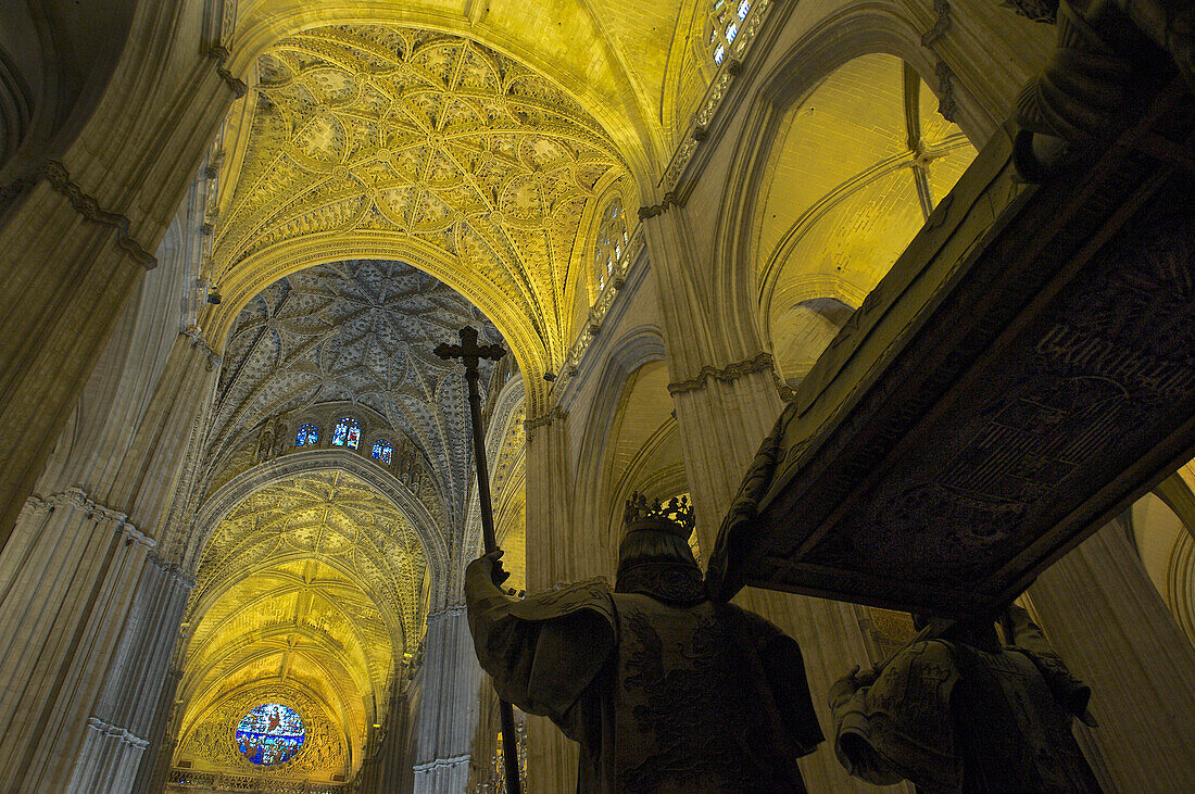 Sarkophag von Christopher Kolumbus in der Kathedrale, Sevilla, Andalusien, Spanien