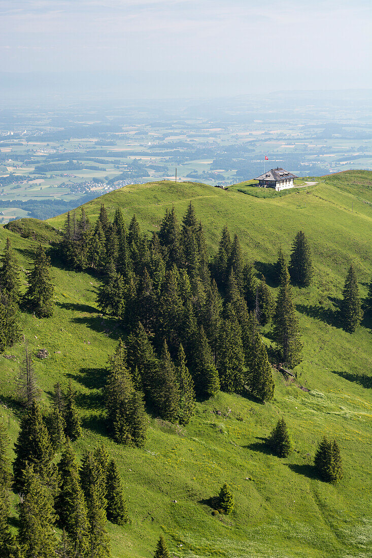 Cousimbert Hut on the summit of Cousimbert, foothills of Fribourg, canton of Fribourg, Switzerland