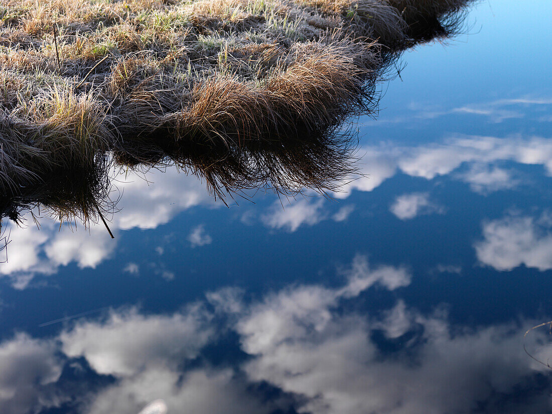 Reflection of clouds on water surface, Hohenschwangau, Bavaria, Germany