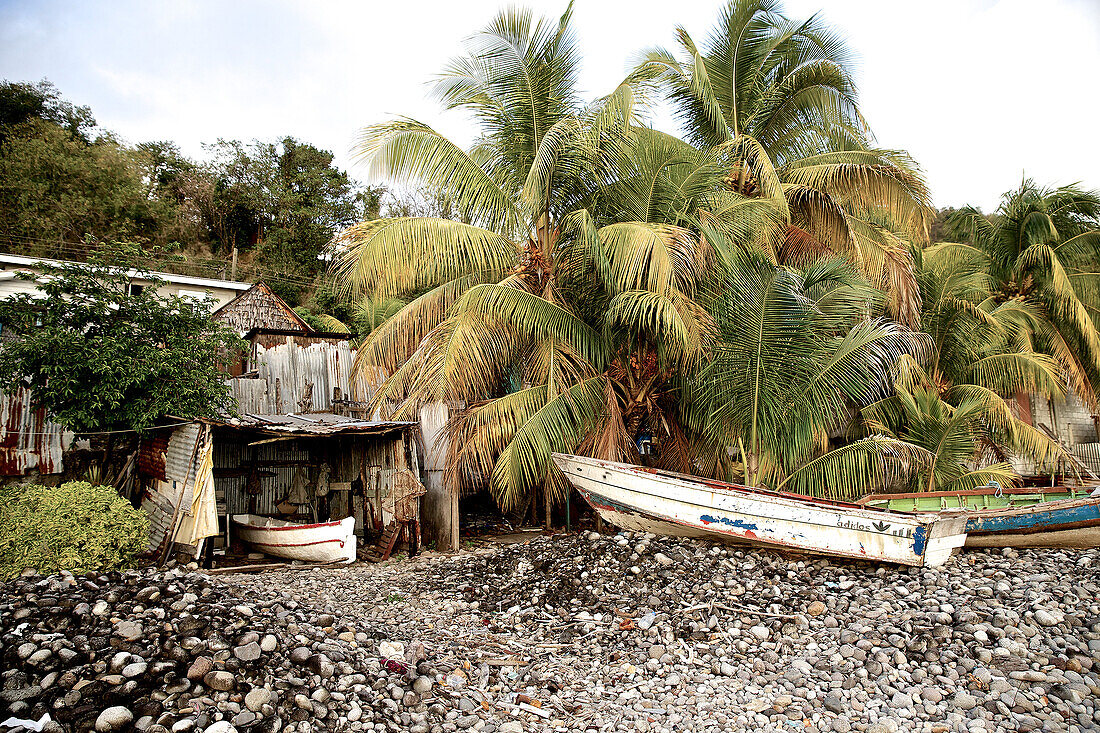 Plain house at beach, Dominica, Lesser Antilles, Caribbean