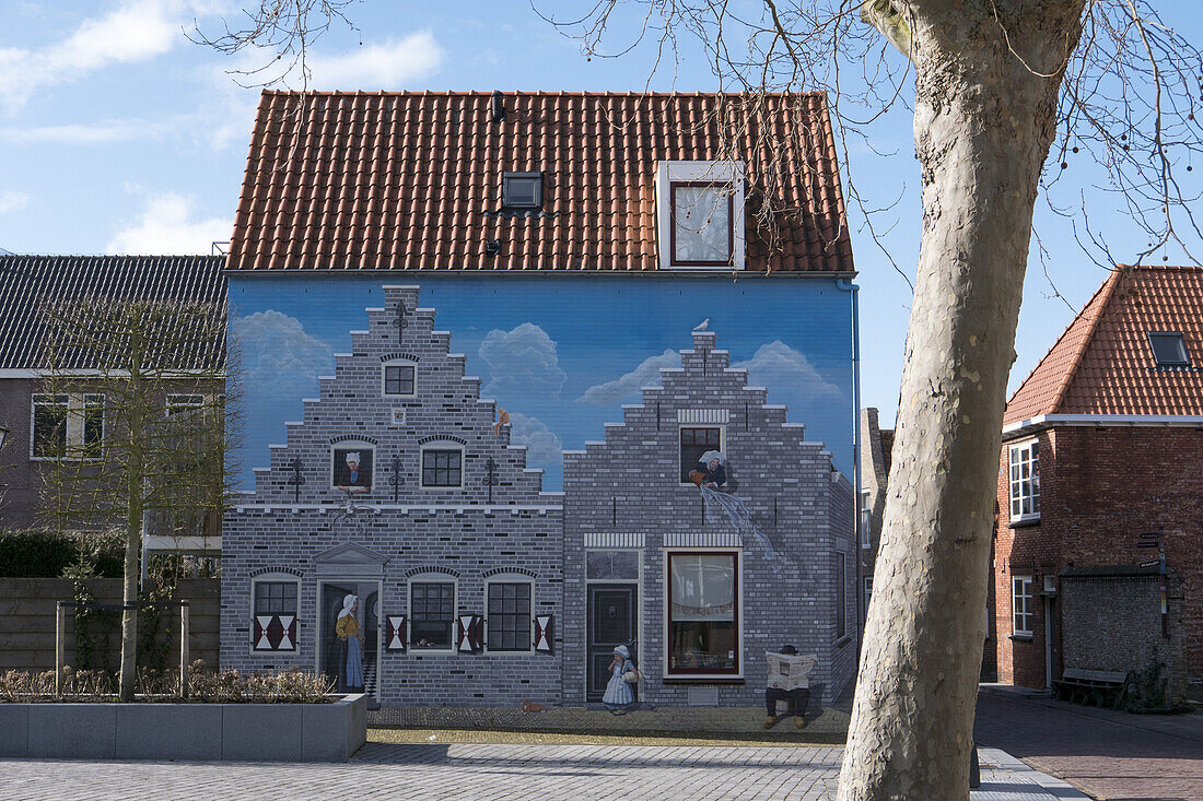 bemalte Hauswand, Zierikzee, Provinz Seeland, Niederlande
