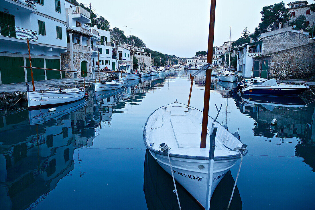 Fishing boats at a small port in a village, Mallorca, Spain