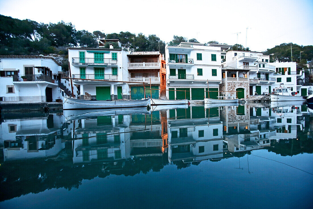 Fishing boats at a small port in a village, Mallorca, Spain