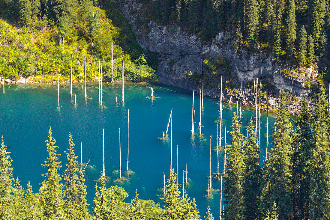 Kaindy Lake, Tien Shan Mountains, Tian Shan, Almaty region, Kazakhstan, Central Asia, Asia