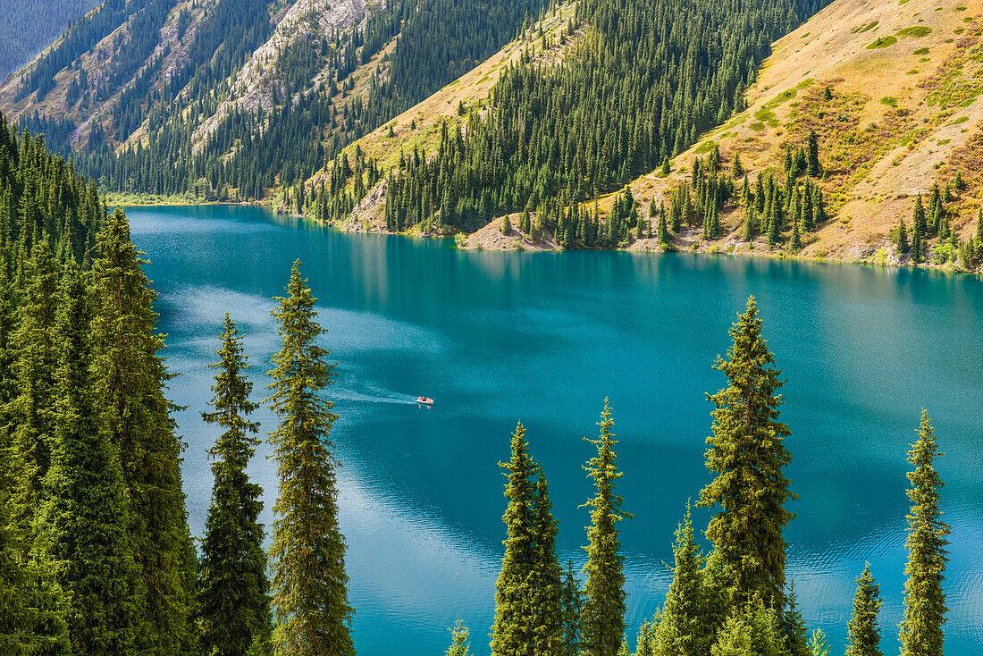 Upper, first Kolsay Lake, Kolsay Lakes National Park, Tien Shan Mountains, Tian Shan, Almaty region, Kazakhstan, Central Asia, Asia