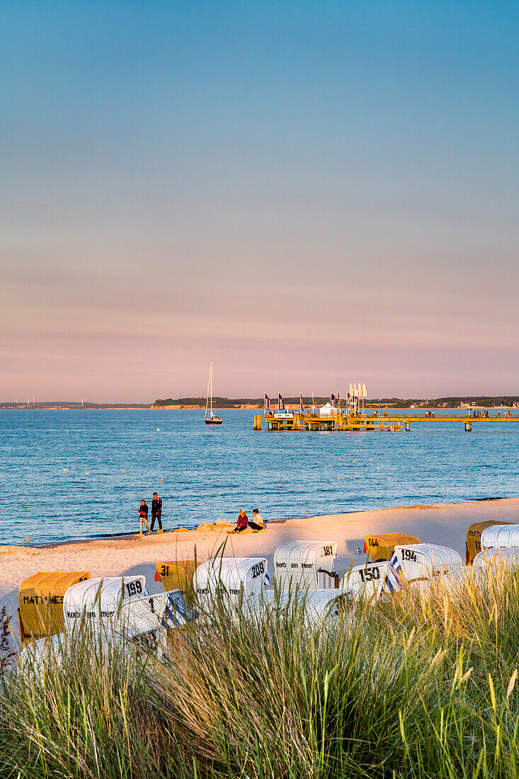 Beach, beach chairs and dunes, Scharbeutz, Baltic Coast, Schleswig-Holstein, Germany