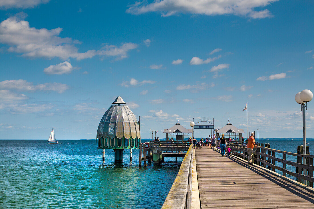 Pier with diving bell, Groemitz, Baltic Coast, Schleswig-Holstein, Germany