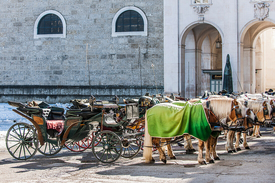 fiaker carriages in Salzburg, Salzburg, Austria, Europe