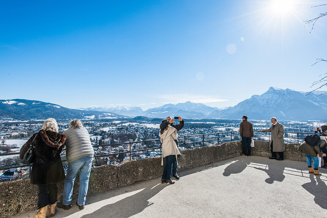 Blick auf das Umland von Salzburg von der Festung Hohensalzburg, Salzburg, Österreich