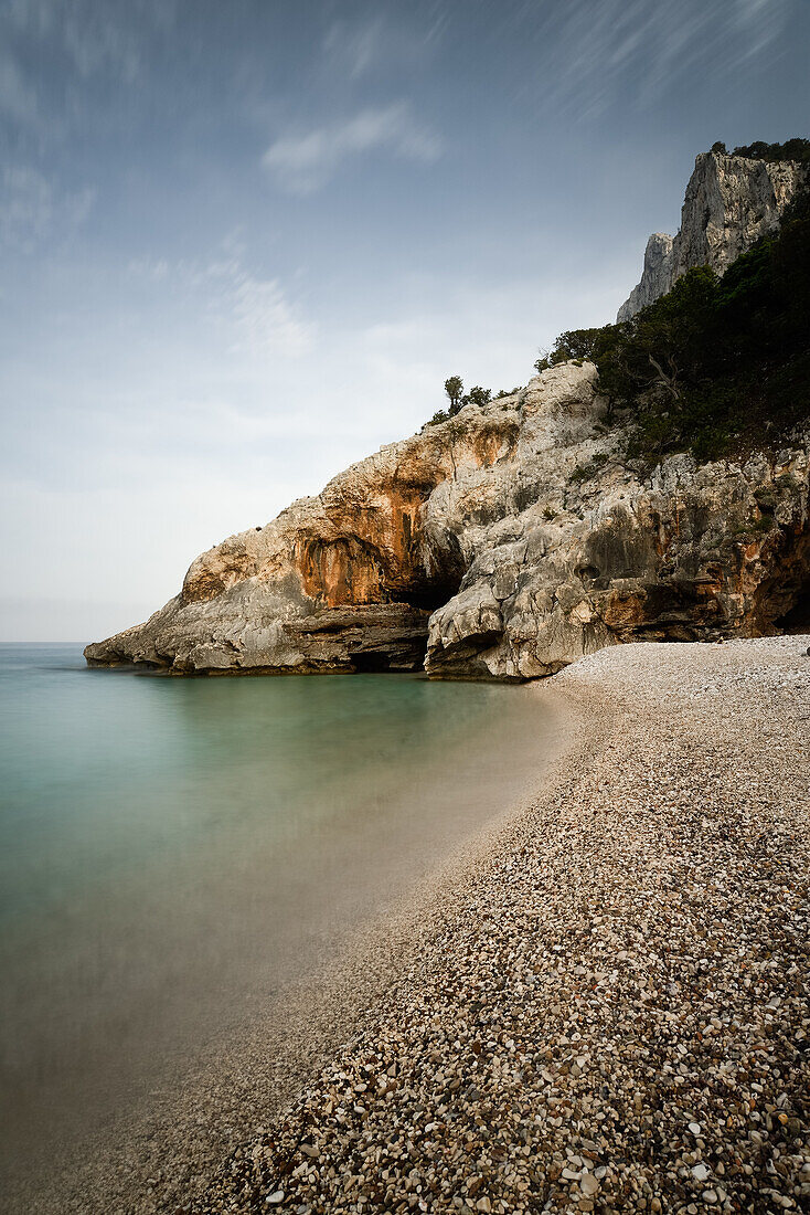 Pebble beach of the bay Cala Sisine, Selvaggio Blu, Sardinia, Italy, Europe