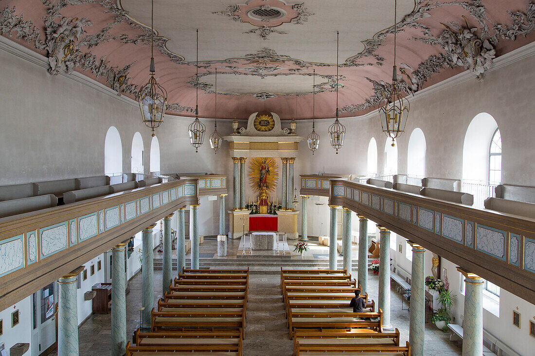 Interior of Schlosskirche church, Bayreuth, Franconia, Bavaria, Germany