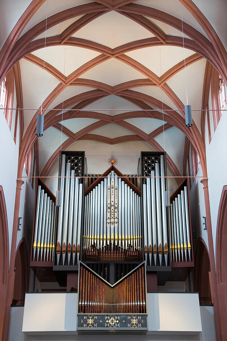 Organ inside Stadtkirche church, Bayreuth, Franconia, Bavaria, Germany