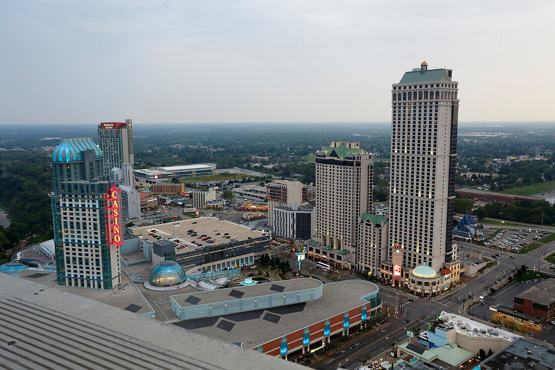 Skylon Tower view on Fallsview Casino, Niagara Falls, Province Ontario, Canada