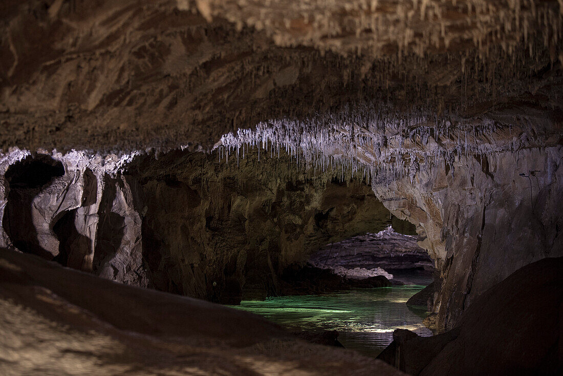 Stalactite formation in cave