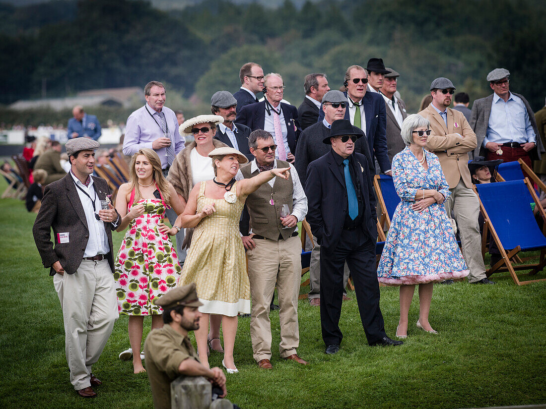 Visitors, Goodwood Revival 2014, Racing Sport, Classic Car, Goodwood, Chichester, Sussex, England, Great Britain