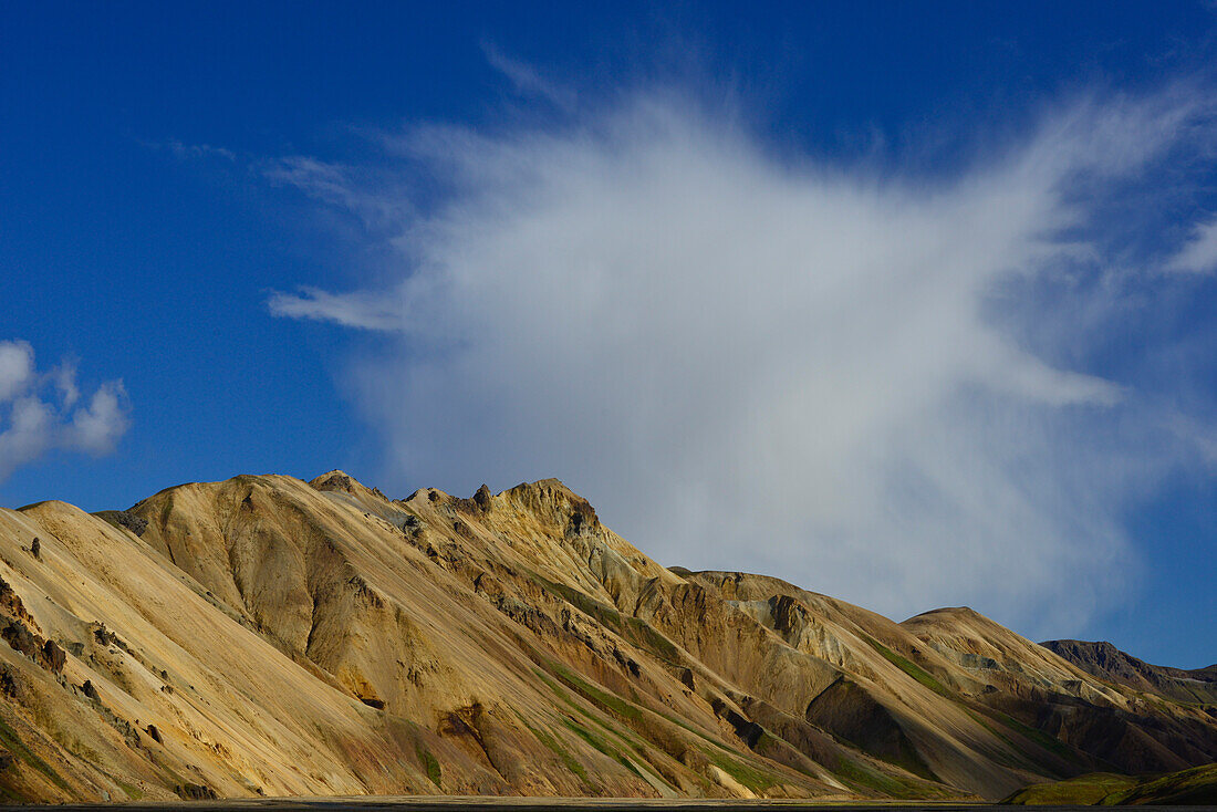 Mountain range and cloud formation, Landmannalaugar, Highlands, Southern Iceland, Iceland, Europe