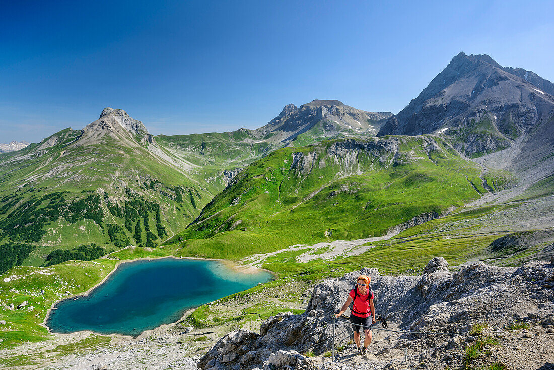 Blick auf Hintersee, Übergang Ansbacher Hütte zum Kaiserjochhaus