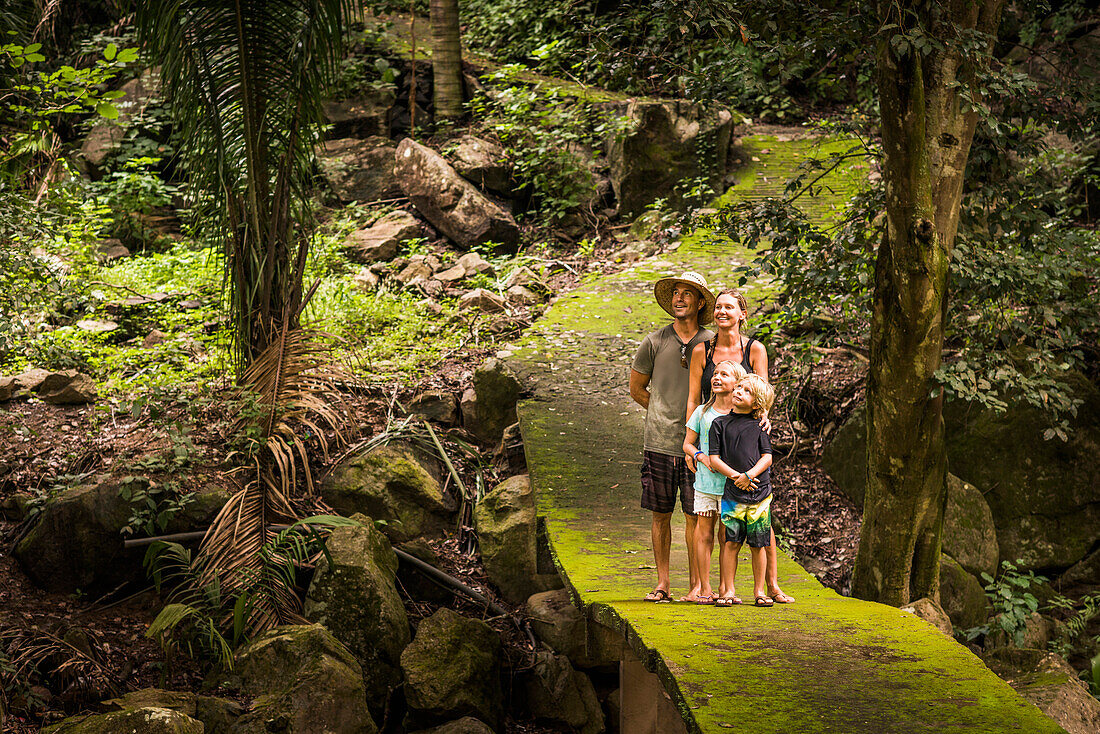 Caucasian family exploring jungle, Sayulita, Nayarit, Mexico