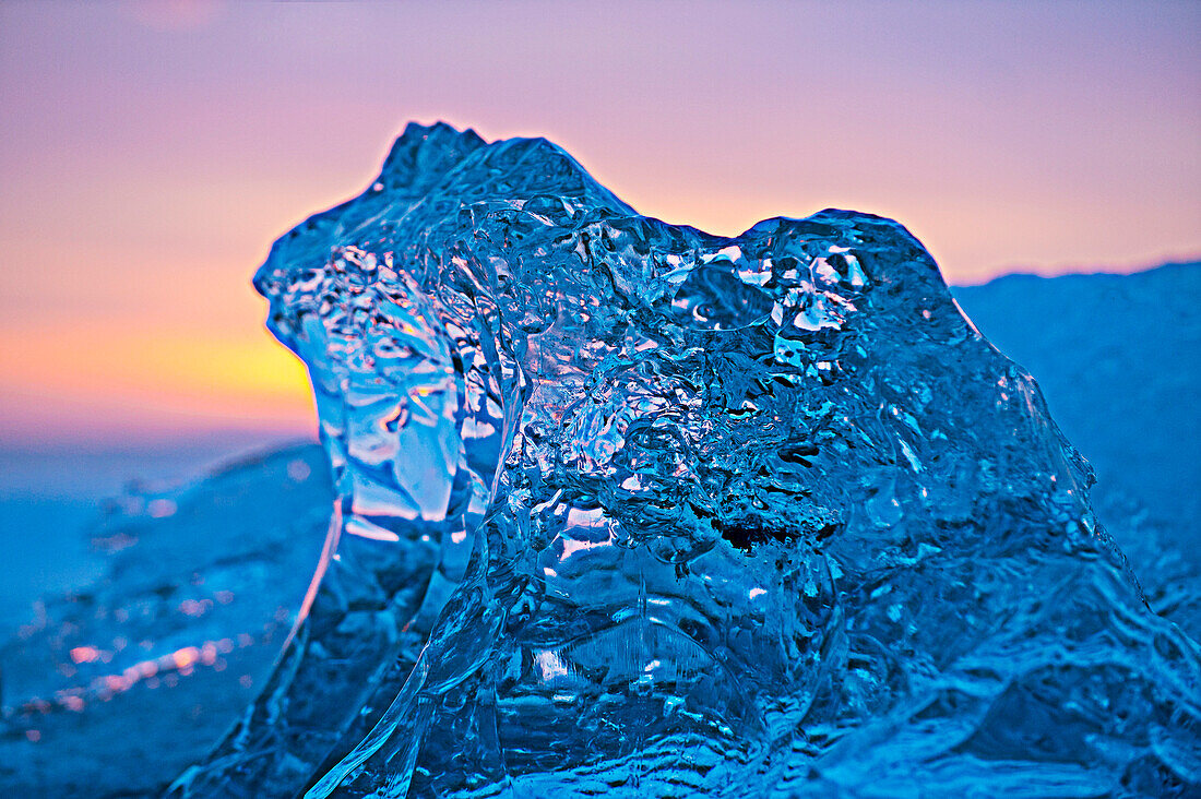 Glaciers melting on arctic beach, Reykjavik, Sudhurland, iceland