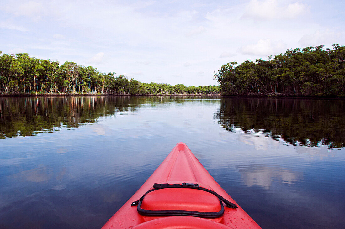 Kayak floating in lake, Miami, Florida, United States