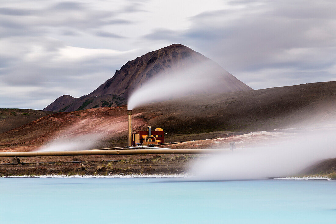 Geothermal power station in remote landscape, Myvatn, Iceland, Iceland