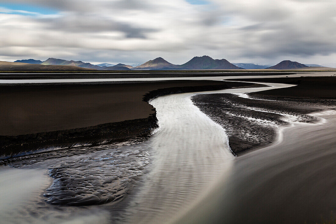 Stream of water on beach, Iceland, Iceland, Iceland