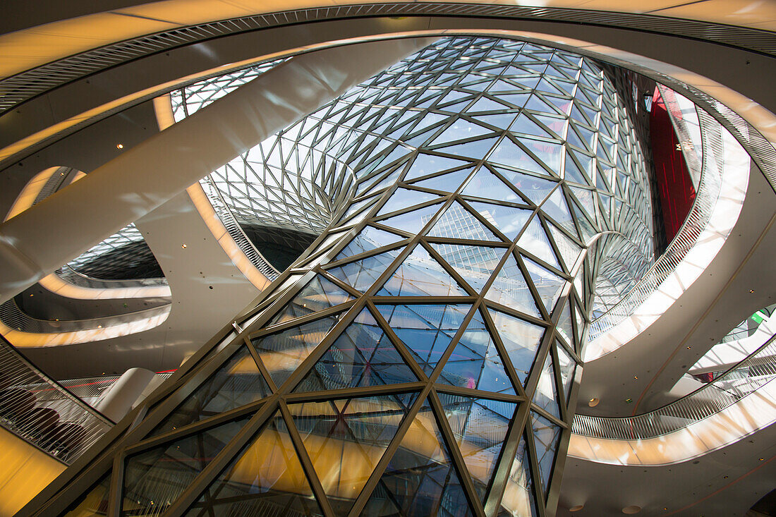 Extraordinary architecture by Massimiliano Fuksas inside MyZeil shopping mall in Zeil district, Frankfurt am Main, Hessen, Germany, Europe