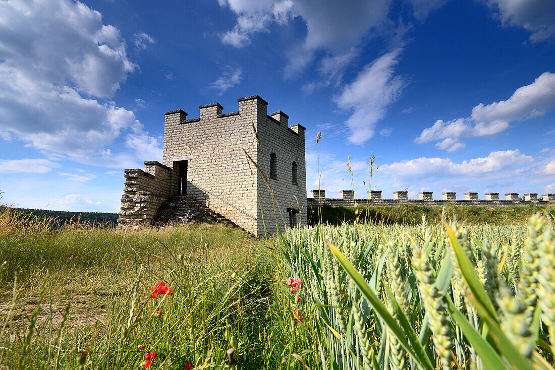 Roman fort in Pfuenz near Eichstaett, Altmuehltal valley, Upper Bavaria, Bavaria, Germany