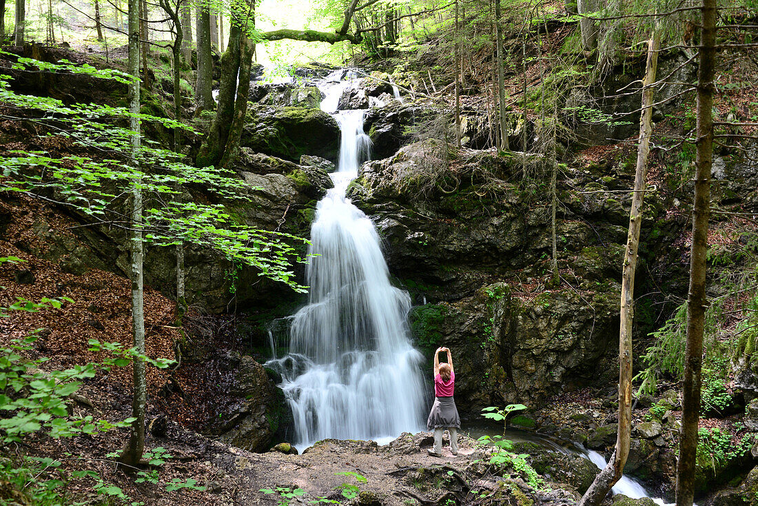 Joseftaler waterfalls near Neuhaus, Lake Schliersee, Upper Bavaria, Bavaria, Germany