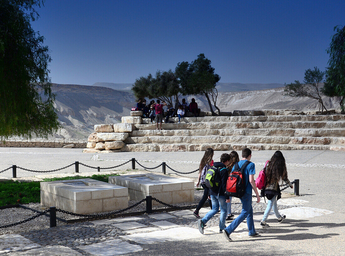 Grave of the Ben Gurions in Kibbutz Midreshet Sede Boker, Desert of Negev, South-Israel, Israel