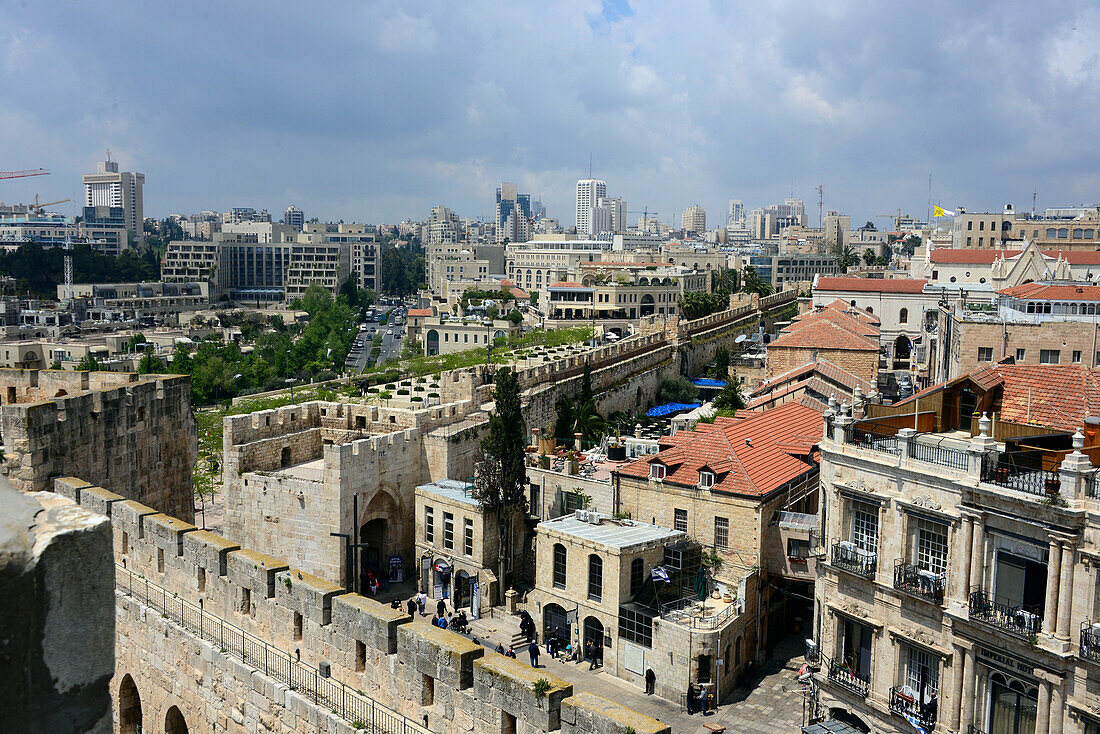 Blick von der Citadelle an der Altstadt zur Neustadt, Jerusalem, Israel