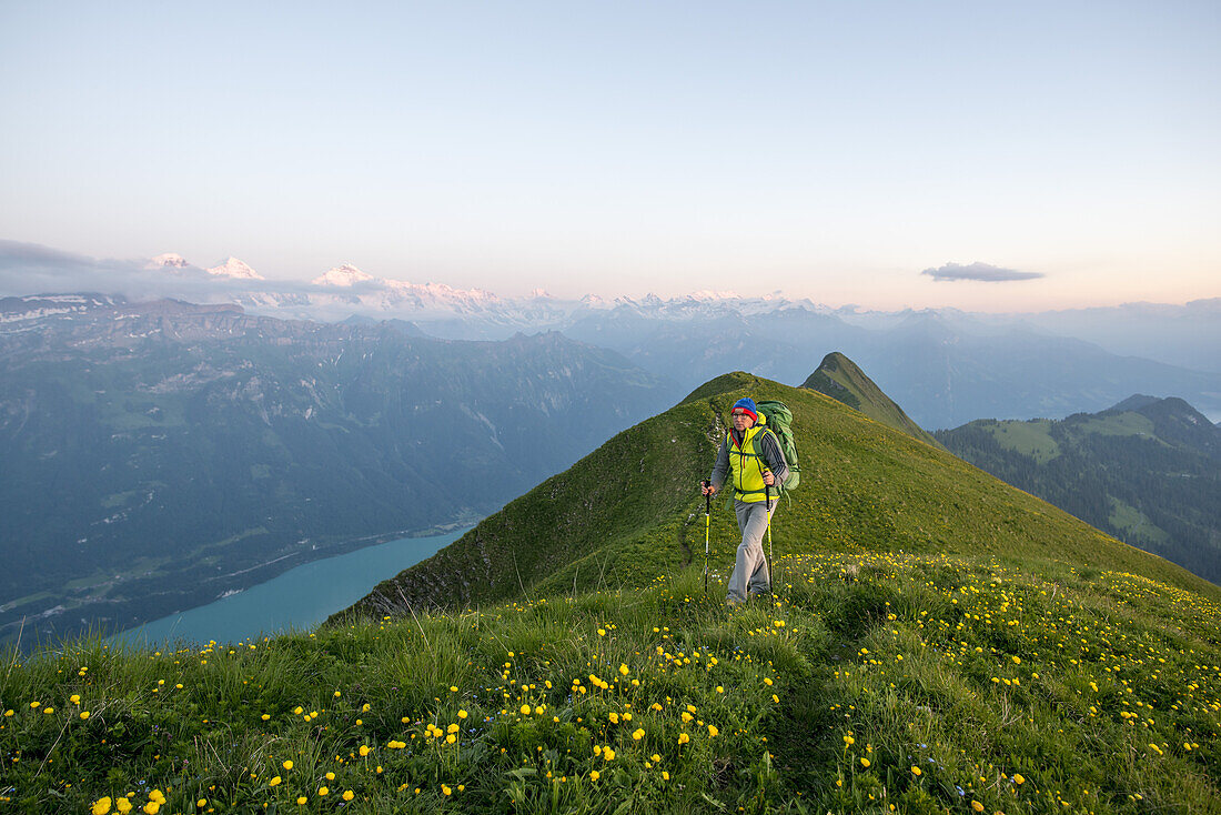 Hike with bivouac on Hardergrat, Lake Brienz, Berner Oberland, Switzerland