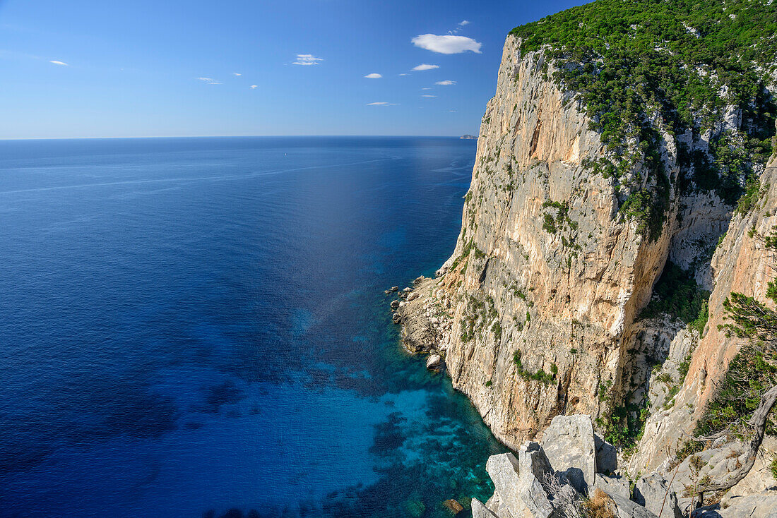 Mediterranean with cliff at Golfo di Orosei, Selvaggio Blu, National Park of the Bay of Orosei and Gennargentu, Sardinia, Italy