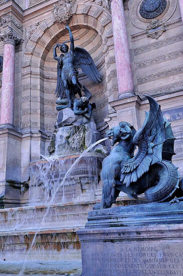 France, Paris, Latin quarter, Saint-Michel fountain