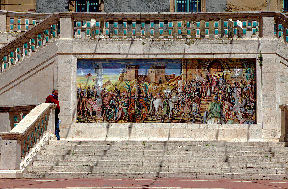 Italy, Sicily, province of Catania, Caltagirone, Santa Maria del Monte stairs