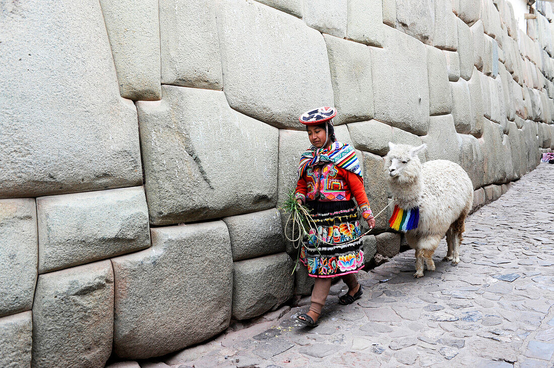 Hatunrumiyoc and the twelve angle stone is located close to Plaza de Nazarenas,a narrow pedestrian street famous for its Inca walls in Cuzco in Peru,South America