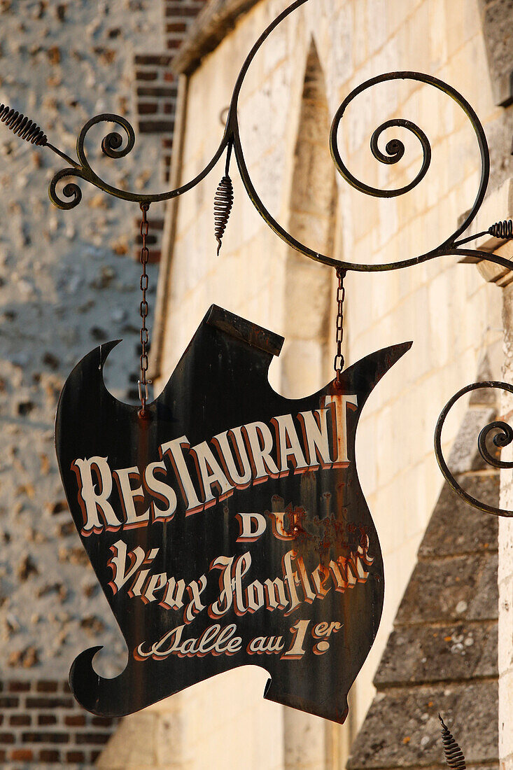 Restaurant in the old part of the city of Honfleur. France.