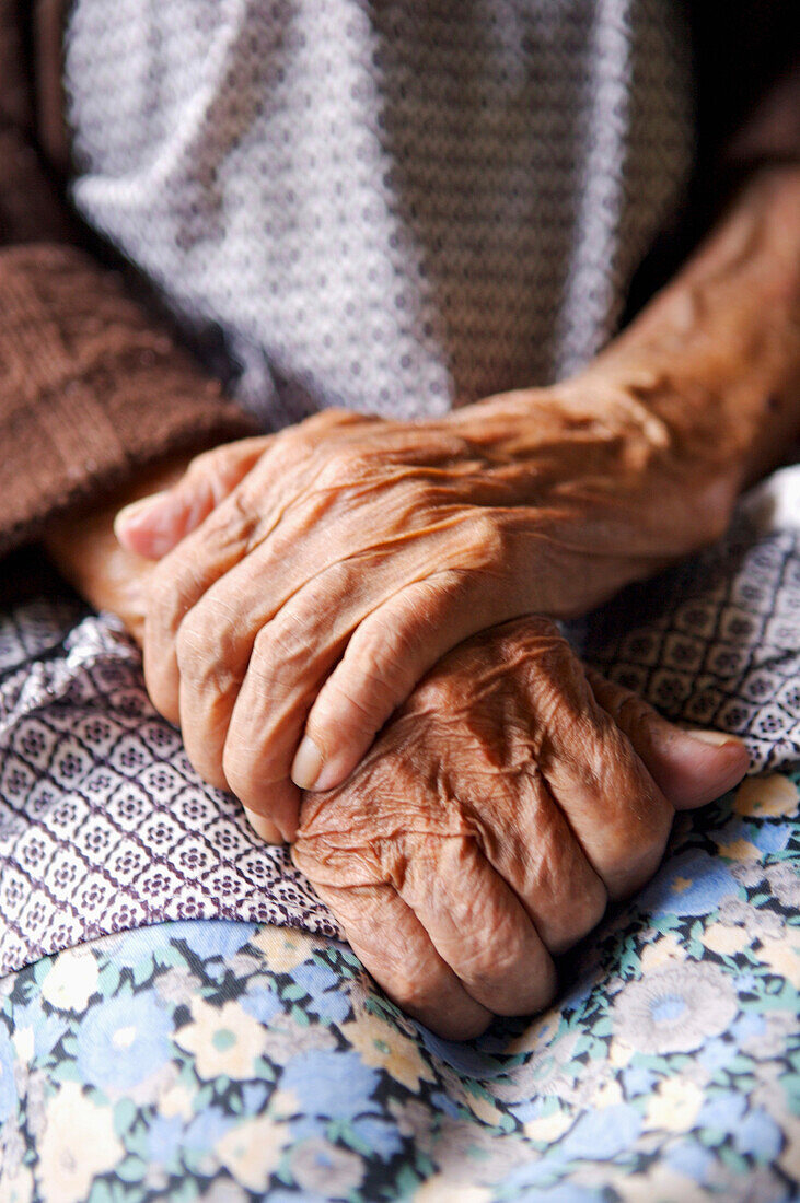 Elderly Woman's Hands, Close-Up