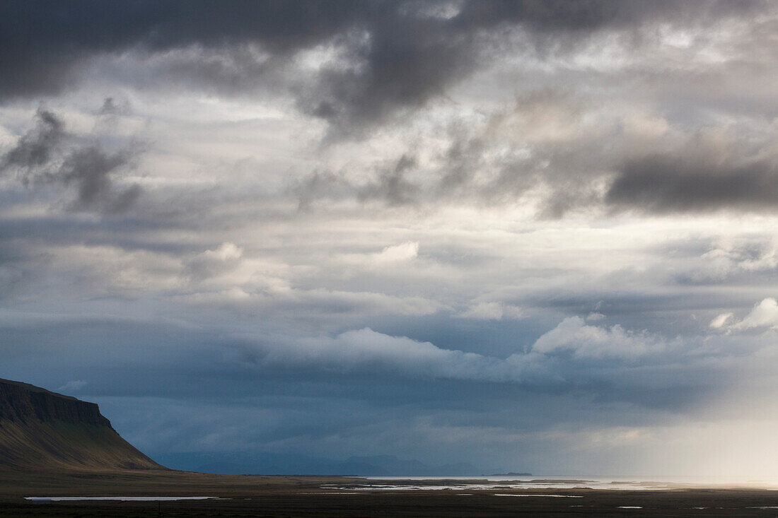 Mountains and Sea with Stormy Clouds, Iceland