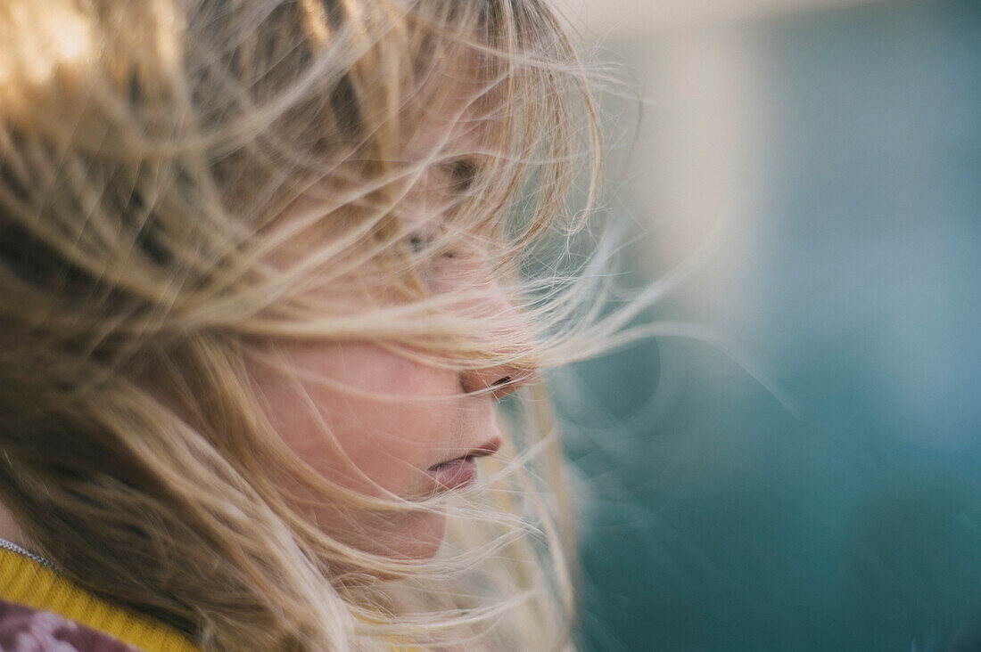 Young Girl with Windblown Hair