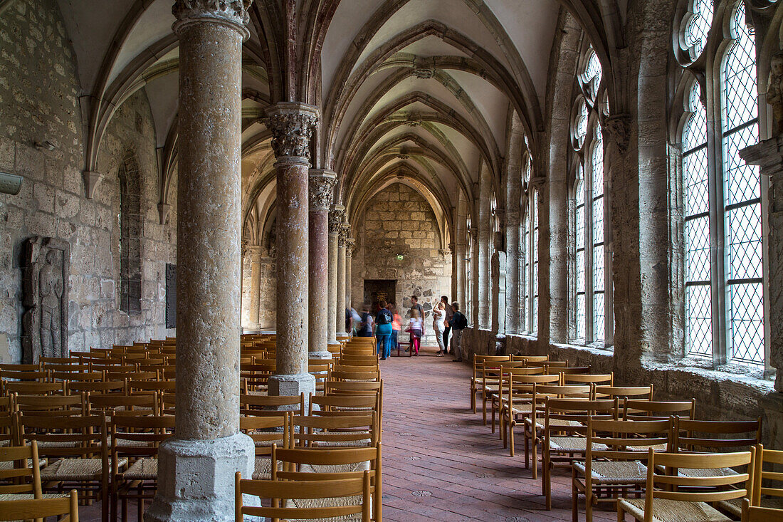 Kloster Walkenried, ehemaliges Zisterzienserkloster, gotischer, doppelter Kreuzgang, doppelschiffig, Kreuzrippengewölbe, Südrand des Harz, Niedersachsen, Deutschland