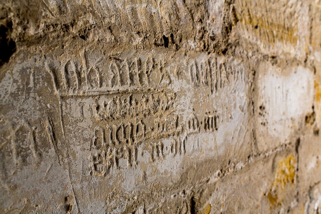 ehemalige Kloster Mariental, bei Helmstedt, Wandgravuren, mittelalterliche Grafitti, Niedersachsen, Norddeutschland, Deutschland