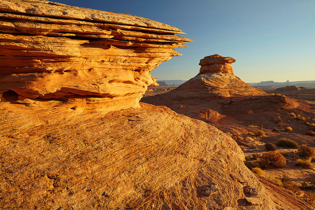 Rock formations in desert landscape, Page, Arizona, United States, Page, AZ, USA