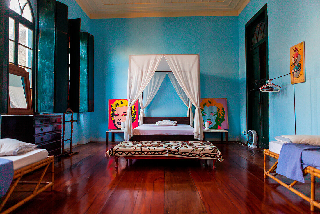 Brazil, Salvador de Bahia, bedroom, two Marilyn Monroe paintings