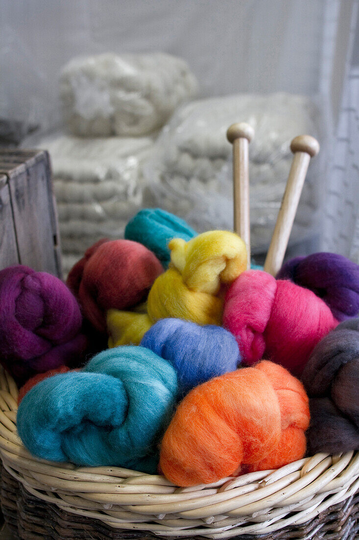 'France, Felletin, 23, ''Journées nationales de la laine'' , wool of Maco Merino dyes artisanalement.'