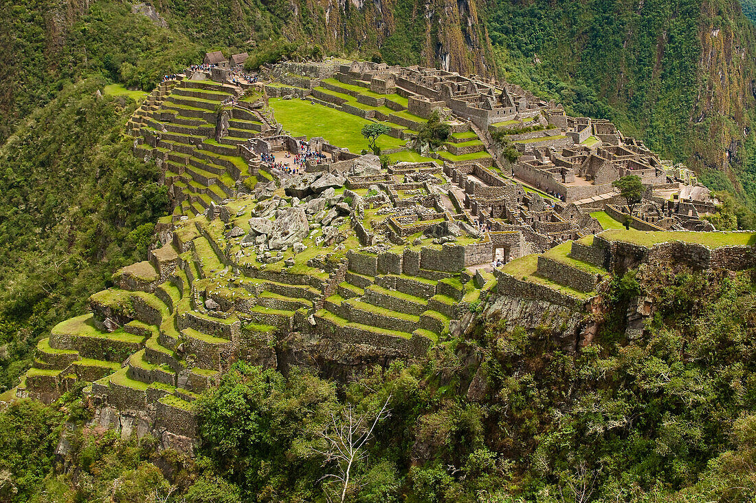 'South America, Peru, Cuzco region, Urubamba Province, Unesco World heritage since 1983, Machu Picchu (''old mountain''), aerial view'