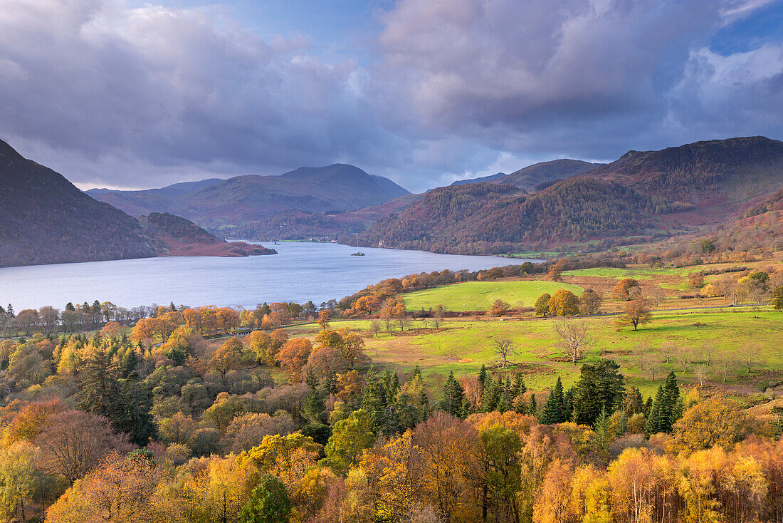 Ullswater from Gowbarrow Fell, Lake District National Park, Cumbria, England, United Kingdom, Europe